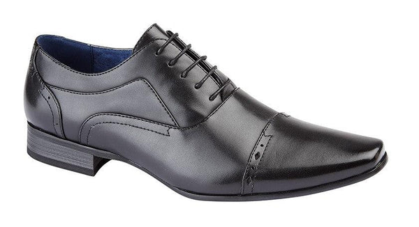 ROUTE 21  5 Eye Capped Oxford Shoe | Tan Burnished | Black - Schoolwear Centres | School Uniforms near me