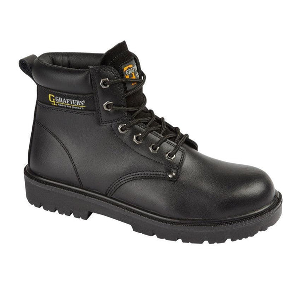 GRAFTERS 6 Eye Safety Boot | Black Smooth Action Leather | Honey Action Nubuck safety boot Schoolwear Centres Boot, Boot Bag, GRAFTERS Safety Rigger Boot, safety boot Schoolwear Centres