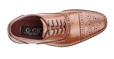 GOOR  Capped Lace Oxford Brogue Shoe | Black | Mid Brown | Oxblood | Grey - Schoolwear Centres | School Uniform Centres