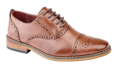 GOOR  Capped Lace Oxford Brogue Shoe | Black | Mid Brown | Oxblood | Grey - Schoolwear Centres | School Uniform Centres
