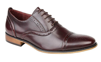GOOR  Capped Lace Oxford Brogue Shoe | Black | Mid Brown | Oxblood | Grey - Schoolwear Centres | School Uniform Centres