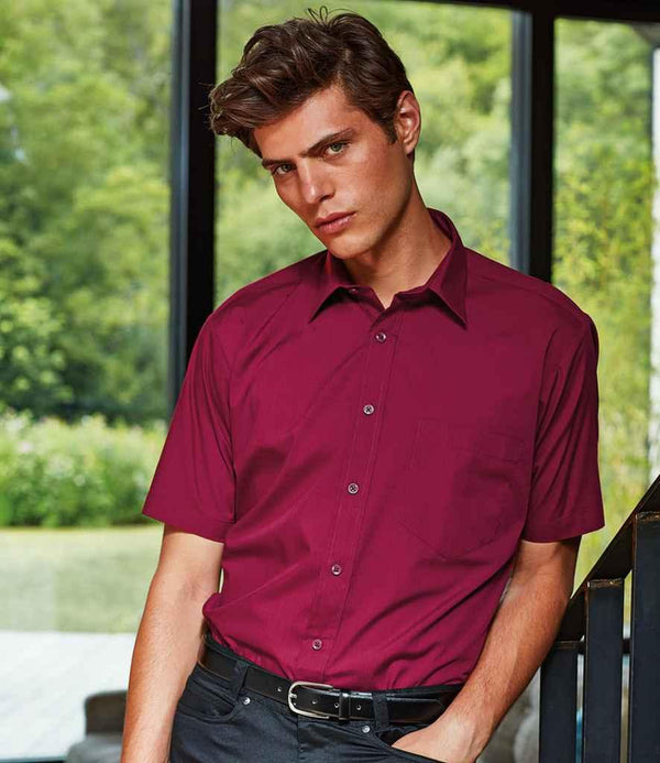 Premier Short Sleeve Poplin Shirt | Burgundy Shirt Premier style-pr202 Schoolwear Centres