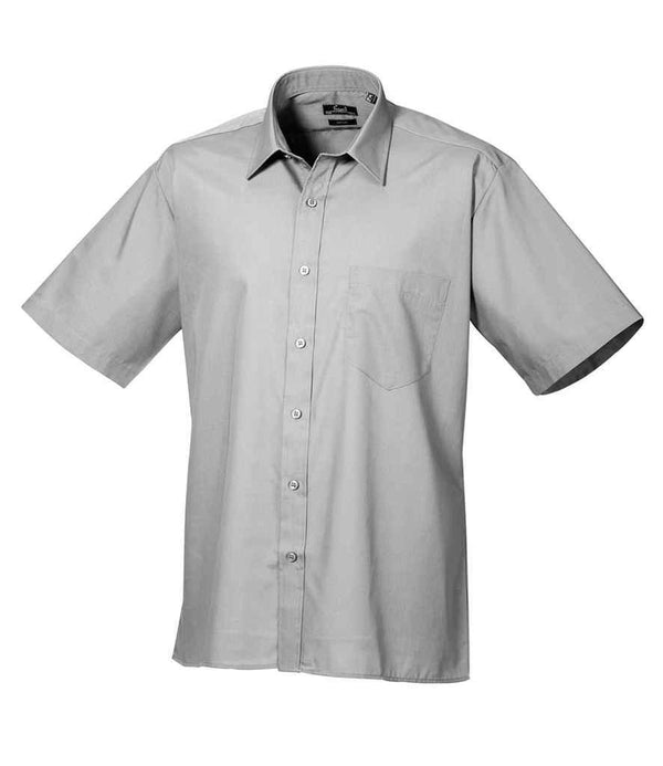 Premier Short Sleeve Poplin Shirt | Silver Shirt Premier style-pr202 Schoolwear Centres