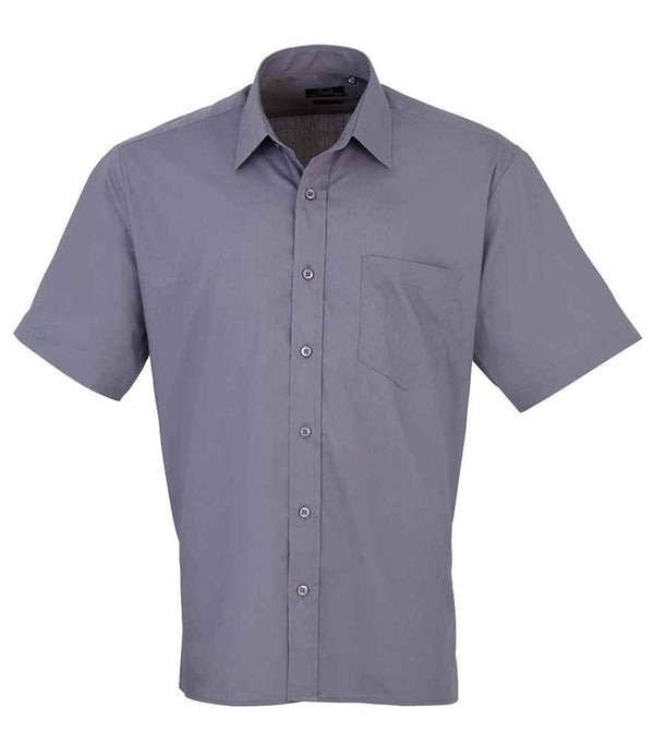 Premier Short Sleeve Poplin Shirt | Steel Shirt Premier style-pr202 Schoolwear Centres