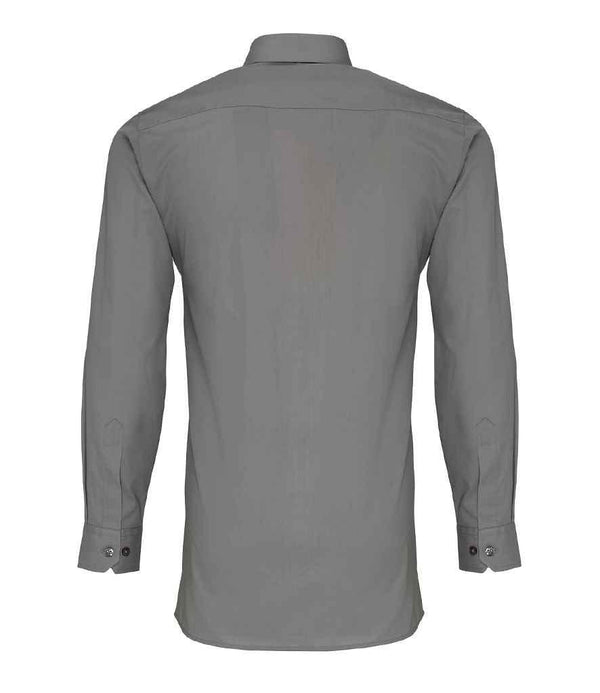 Premier Long Sleeve Fitted Poplin Shirt | Dark Grey Shirt Premier style-pr204 Schoolwear Centres