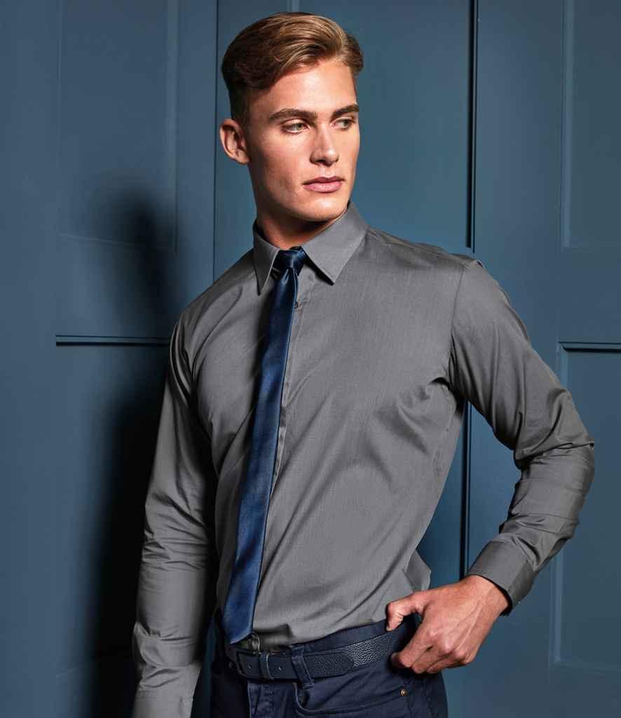 Premier Long Sleeve Fitted Poplin Shirt | Dark Grey Shirt Premier style-pr204 Schoolwear Centres