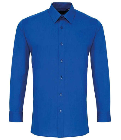 Premier Long Sleeve Fitted Poplin Shirt | Royal Blue Shirt Premier style-pr204 Schoolwear Centres