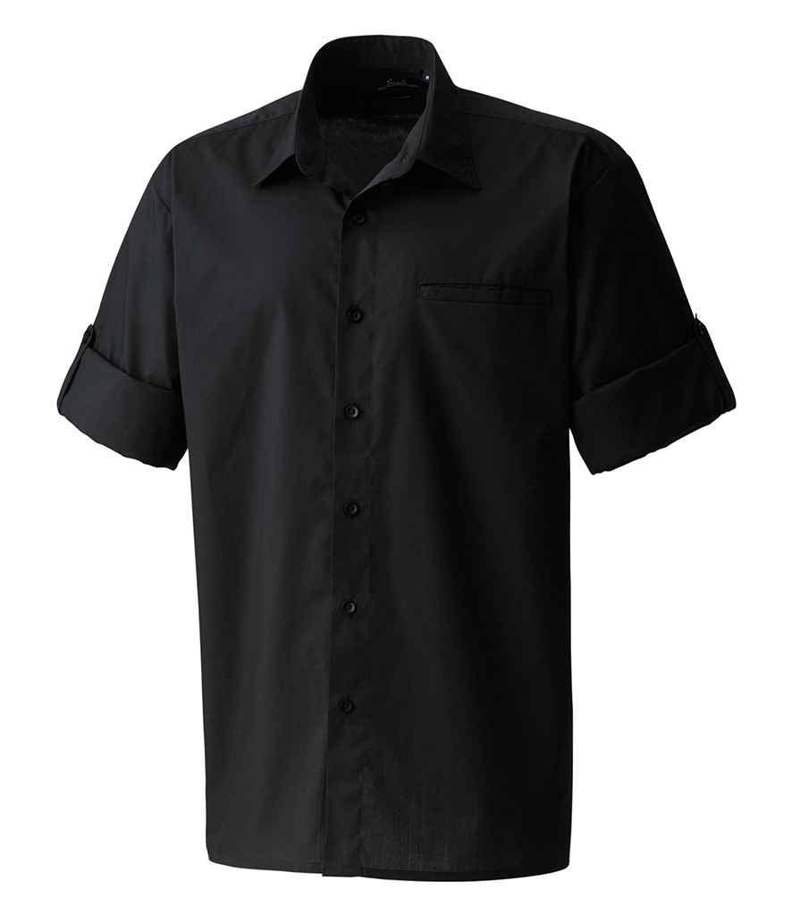 Premier Roll Sleeve Poplin Shirt | Black Shirt Premier style-pr206 Schoolwear Centres