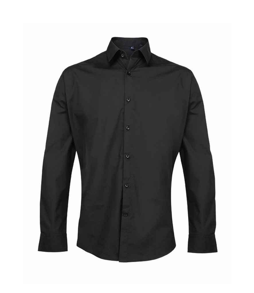 Premier Supreme Long Sleeve Poplin Shirt | Black Shirt Premier style-pr207 Schoolwear Centres
