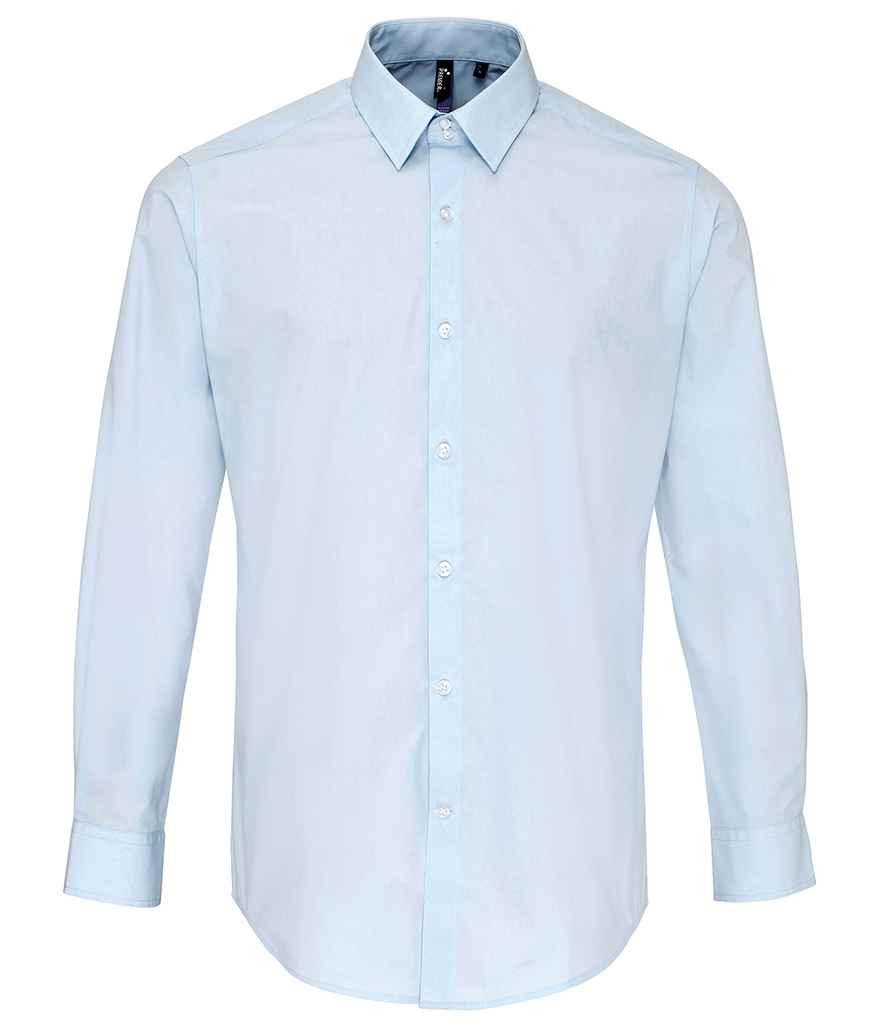 Premier Supreme Long Sleeve Poplin Shirt | Light Blue Shirt Premier style-pr207 Schoolwear Centres