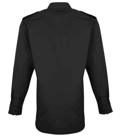 Premier Long Sleeve Pilot Shirt | Black Shirt Premier style-pr210 Schoolwear Centres