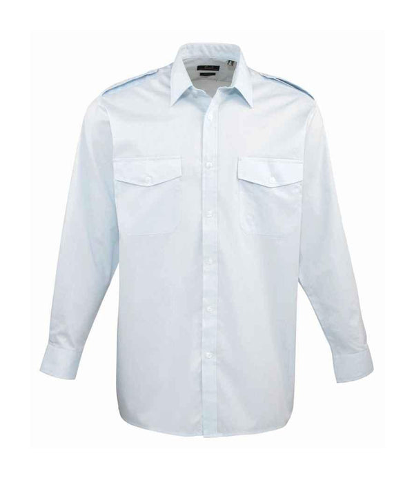 Premier Long Sleeve Pilot Shirt | Light Blue Shirt Premier style-pr210 Schoolwear Centres