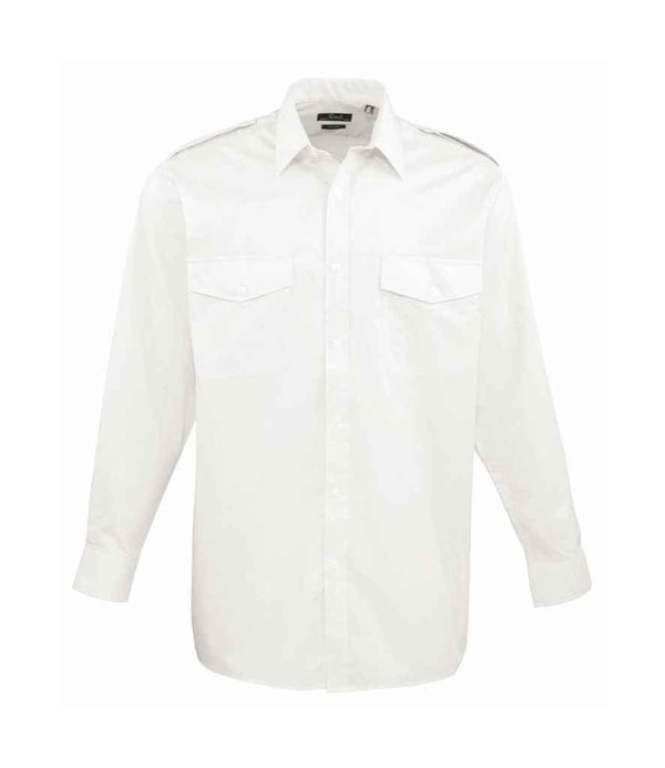 Premier Long Sleeve Pilot Shirt | White Shirt Premier style-pr210 Schoolwear Centres