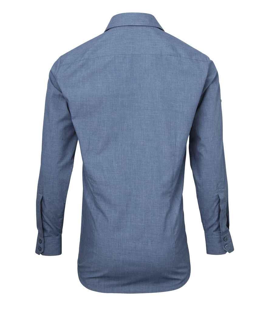 Premier Cross-Dye Roll Sleeve Shirt | Indigo Denim Shirt Premier style-pr217 Schoolwear Centres