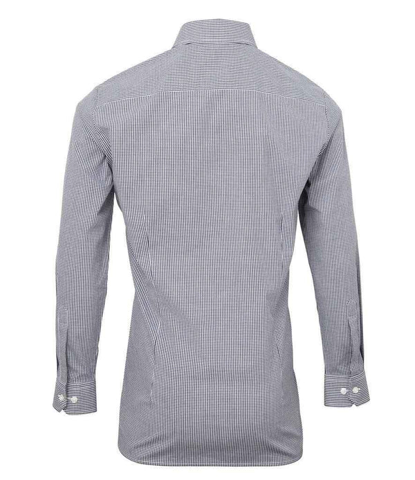 Premier Gingham Long Sleeve Shirt | Navy/White Shirt Premier style-pr220 Schoolwear Centres