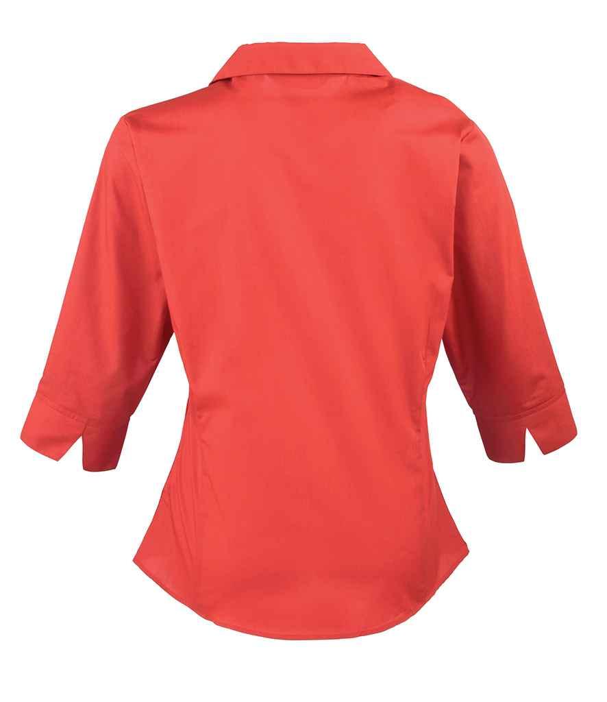Premier Ladies 3/4 Sleeve Poplin Blouse | Red Shirt Premier style-pr305 Schoolwear Centres