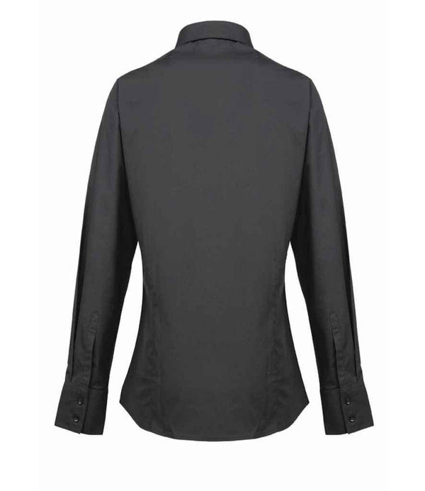 Premier Ladies Supreme Long Sleeve Poplin Shirt | Black Shirt Premier style-pr307 Schoolwear Centres