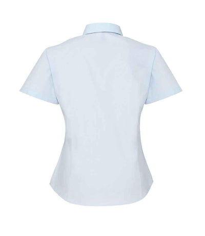 Premier Ladies Supreme Short Sleeve Poplin Shirt | Light Blue Shirt Premier style-pr309 Schoolwear Centres