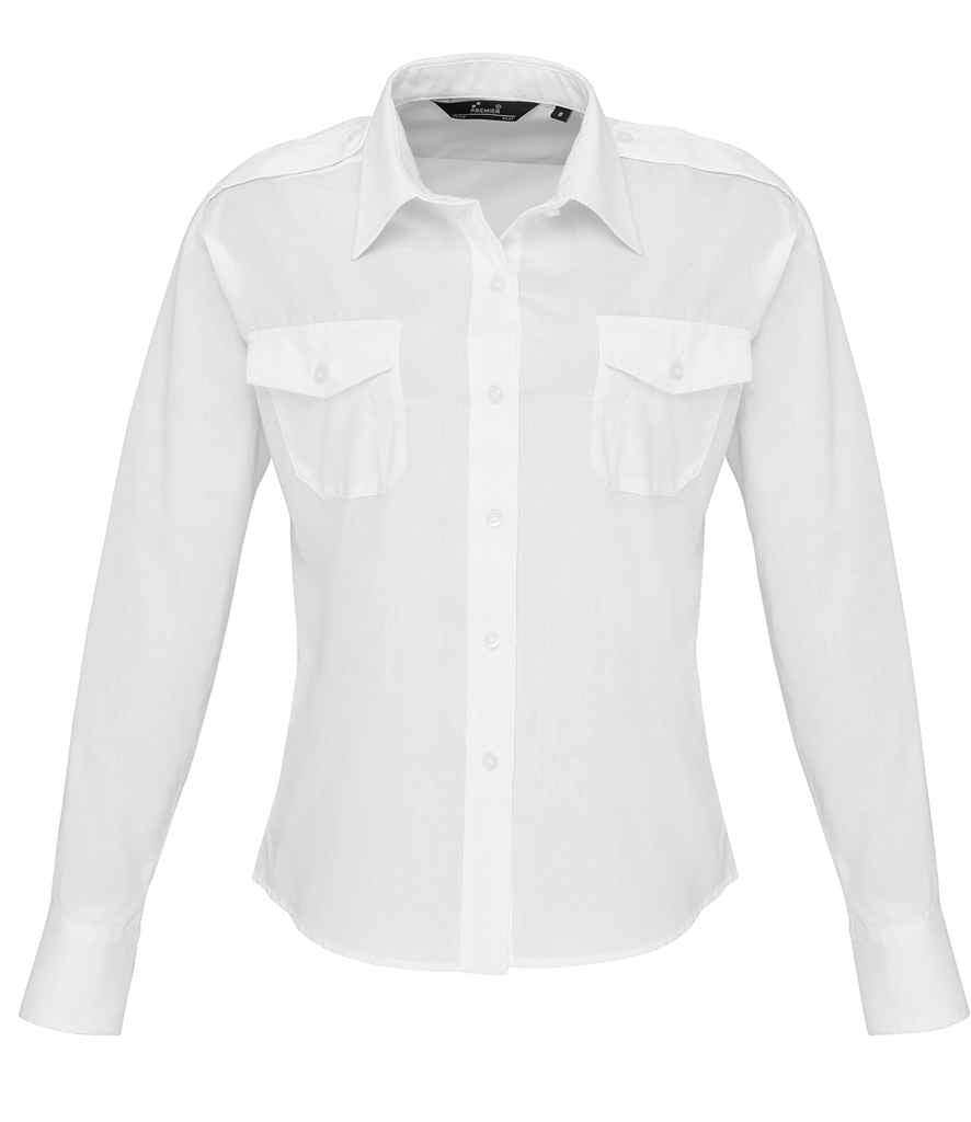 Premier Ladies Long Sleeve Pilot Shirt | White Shirt Premier style-pr310 Schoolwear Centres