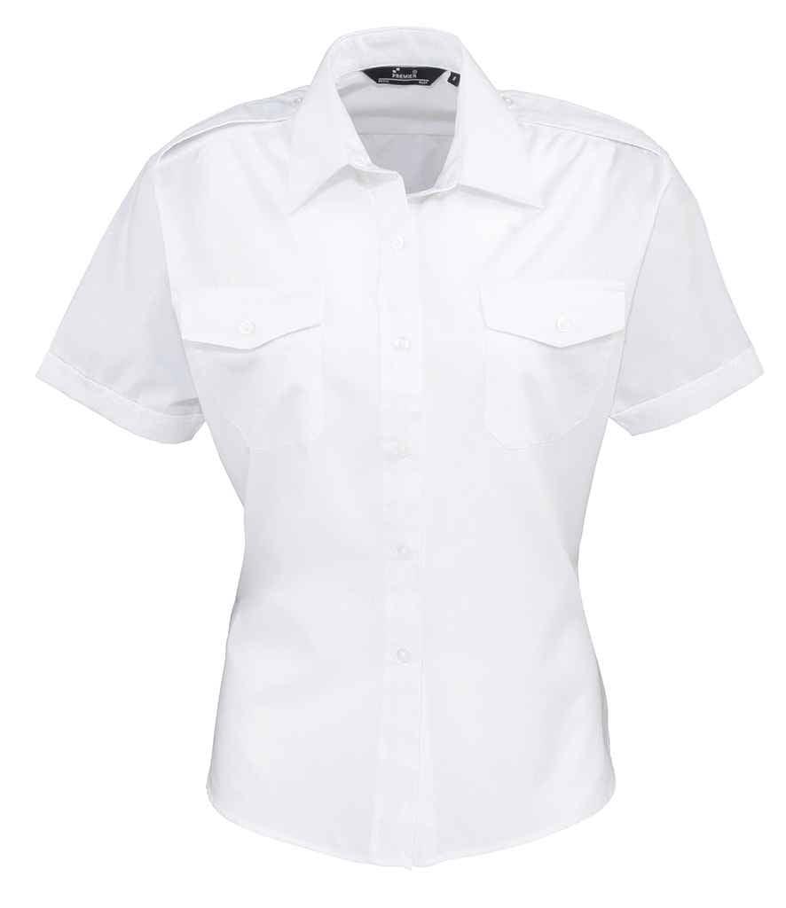 Premier Ladies Short Sleeve Pilot Shirt | White Shirt Premier style-pr312 Schoolwear Centres