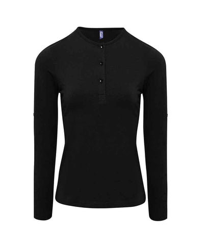 Premier Ladies Long John Roll Sleeve T-Shirt | Black T-Shirt Premier style-pr318 Schoolwear Centres