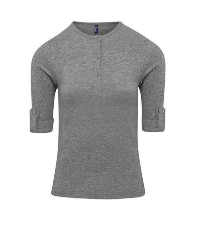 Premier Ladies Long John Roll Sleeve T-Shirt | Grey Marl T-Shirt Premier style-pr318 Schoolwear Centres
