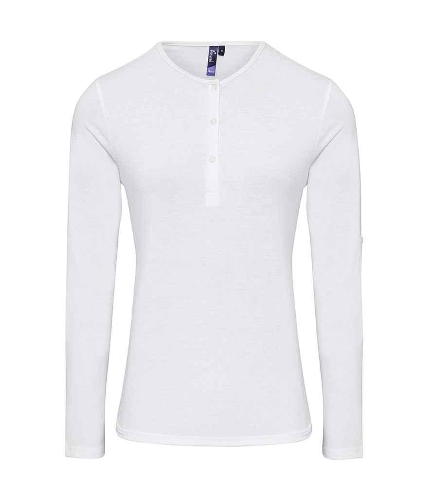 Premier Ladies Long John Roll Sleeve T-Shirt | White T-Shirt Premier style-pr318 Schoolwear Centres
