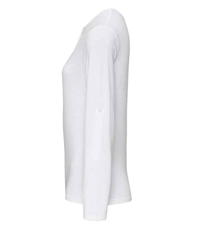 Premier Ladies Long John Roll Sleeve T-Shirt | White T-Shirt Premier style-pr318 Schoolwear Centres