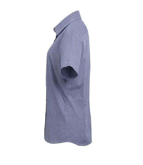 Premier Ladies Gingham Short Sleeve Shirt | Navy/White Shirt Premier style-pr321 Schoolwear Centres