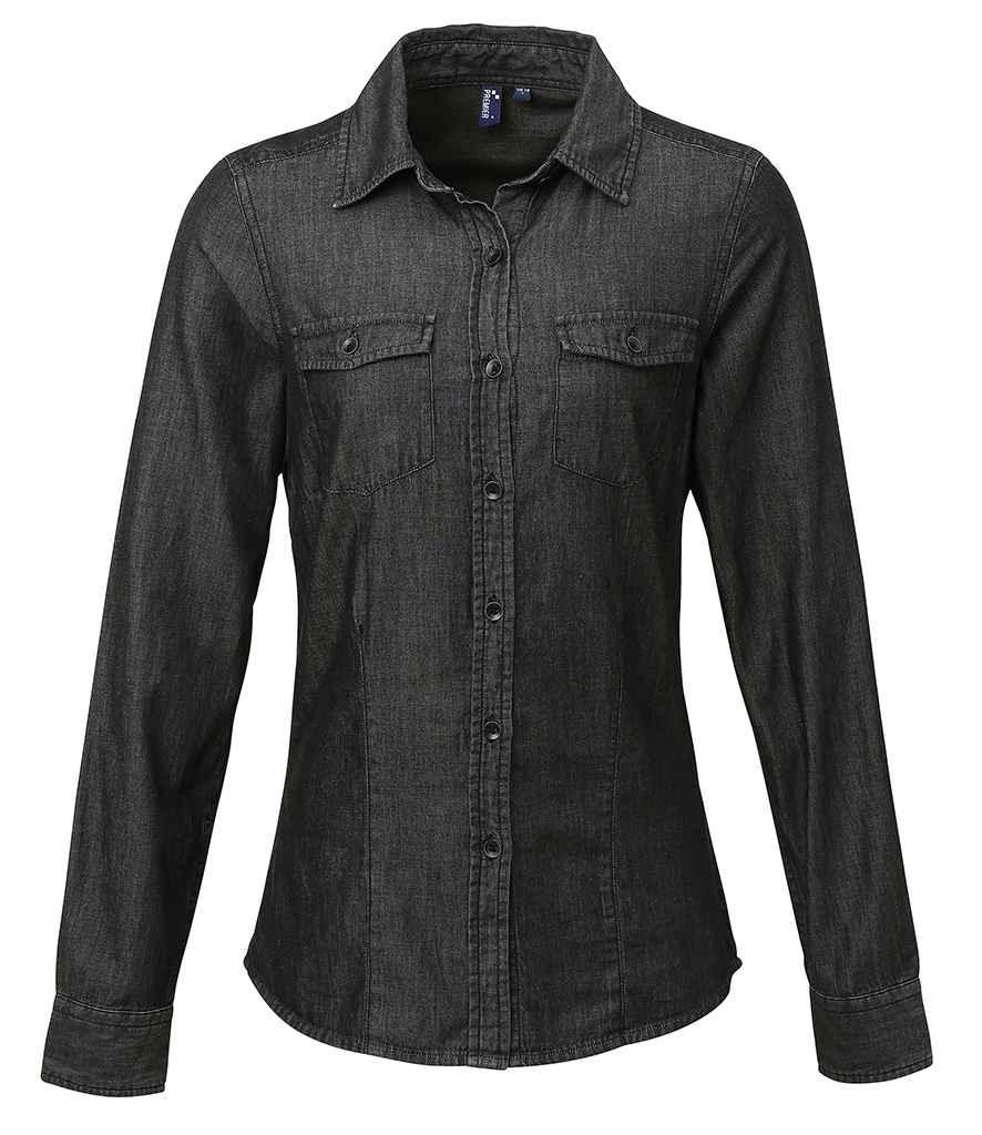 Premier Ladies Jeans Stitch Denim Shirt | Black Denim Shirt Premier style-pr322 Schoolwear Centres