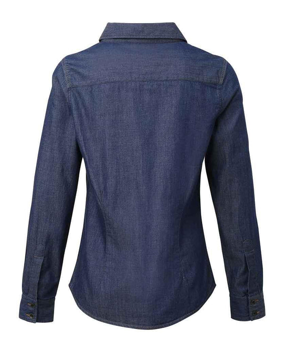 Premier Ladies Jeans Stitch Denim Shirt | Indigo Denim Shirt Premier style-pr322 Schoolwear Centres