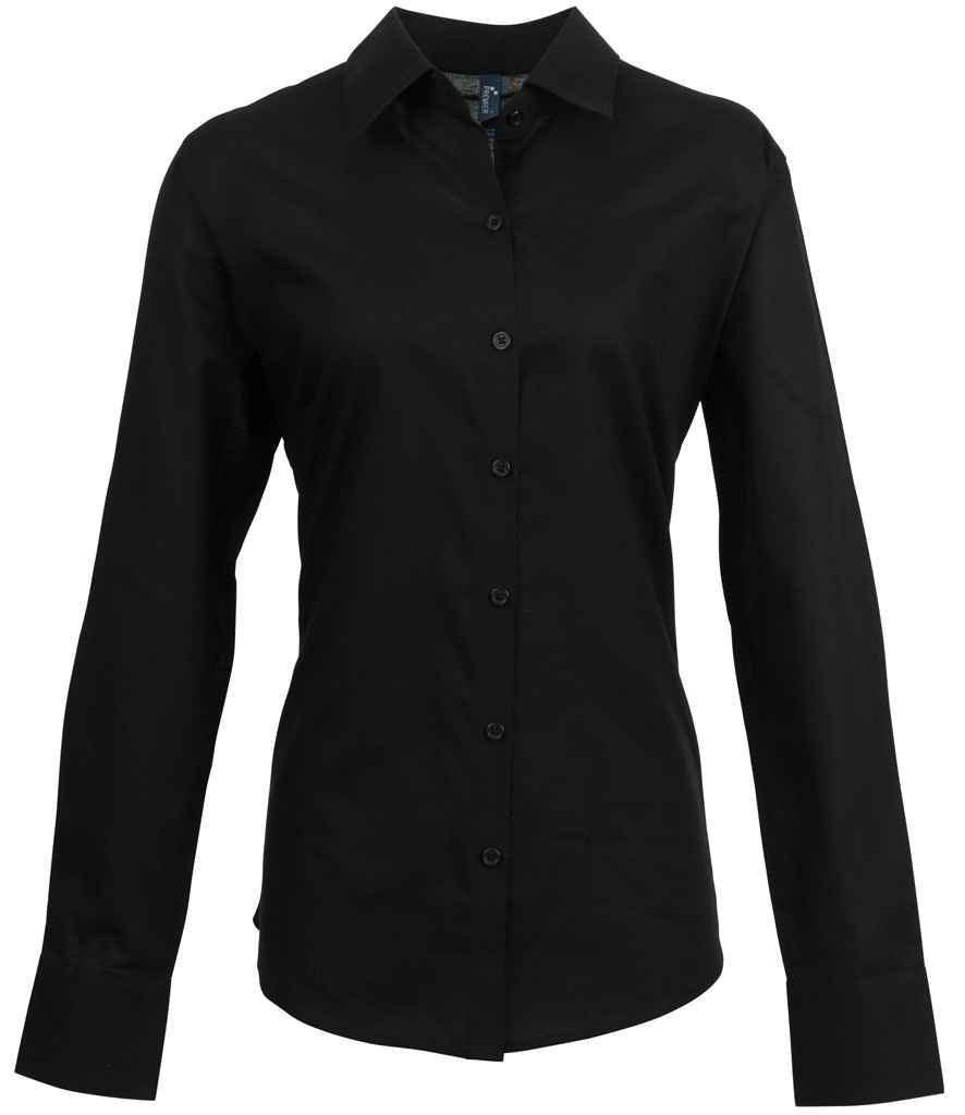 Premier Ladies Signature Long Sleeve Oxford Shirt | Black Shirt Premier style-pr334 Schoolwear Centres