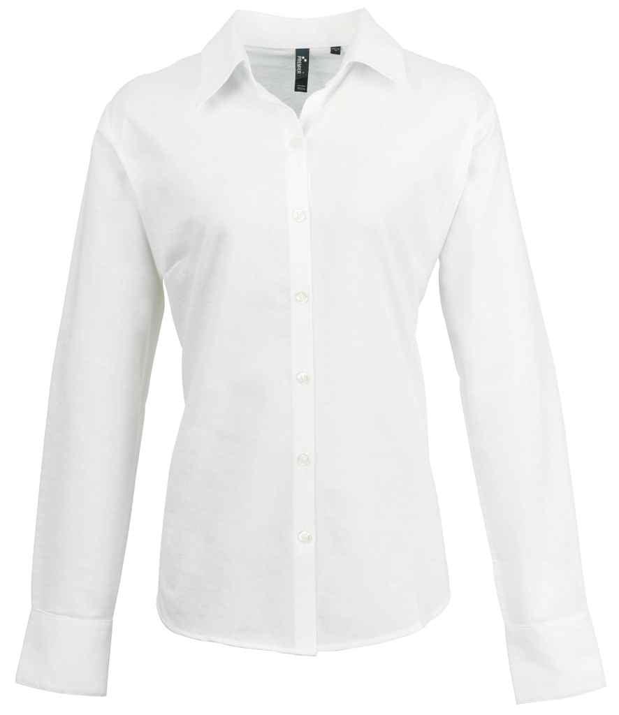 Premier Ladies Signature Long Sleeve Oxford Shirt | White Shirt Premier style-pr334 Schoolwear Centres