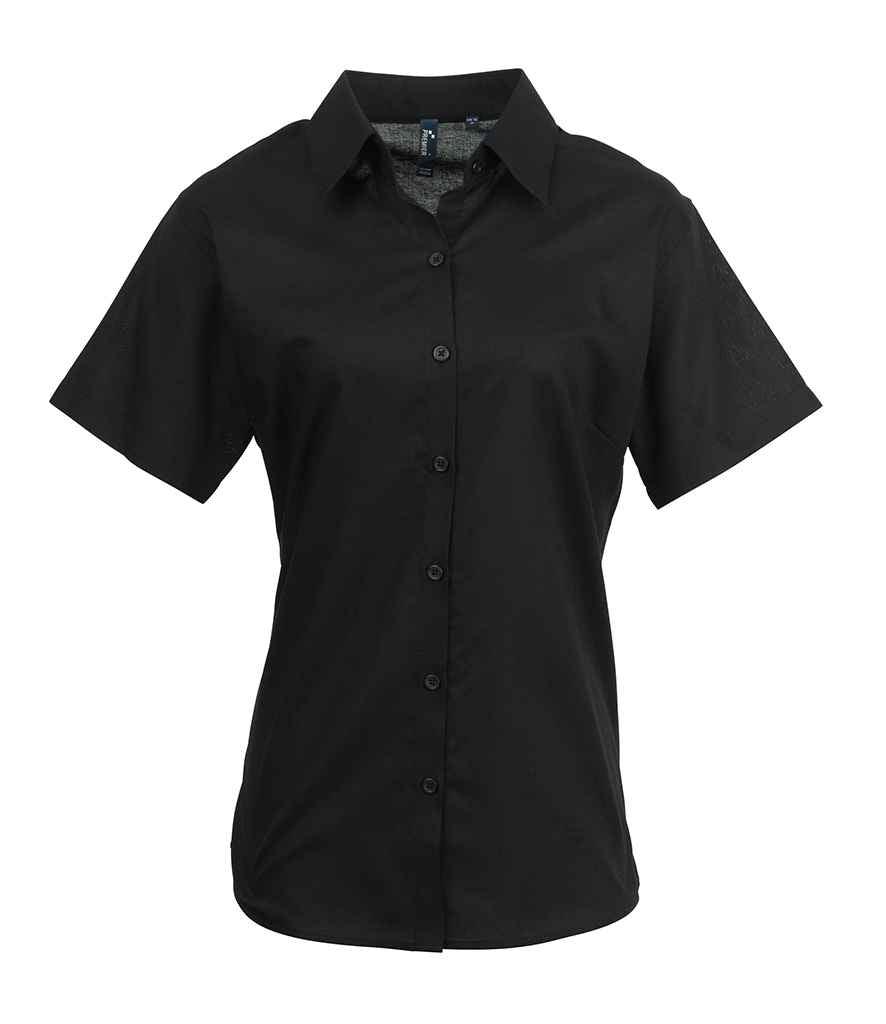 Premier Ladies Signature Short Sleeve Oxford Shirt | Black Shirt Premier style-pr336 Schoolwear Centres