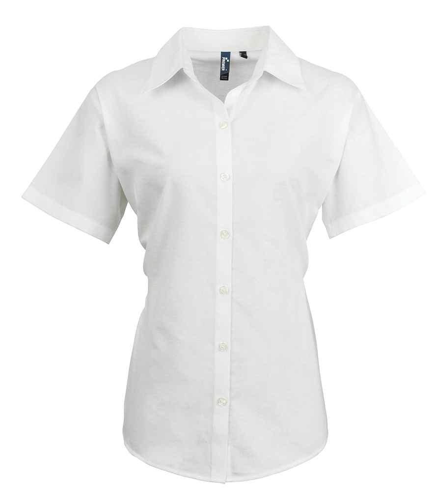 Premier Ladies Signature Short Sleeve Oxford Shirt | White Shirt Premier style-pr336 Schoolwear Centres