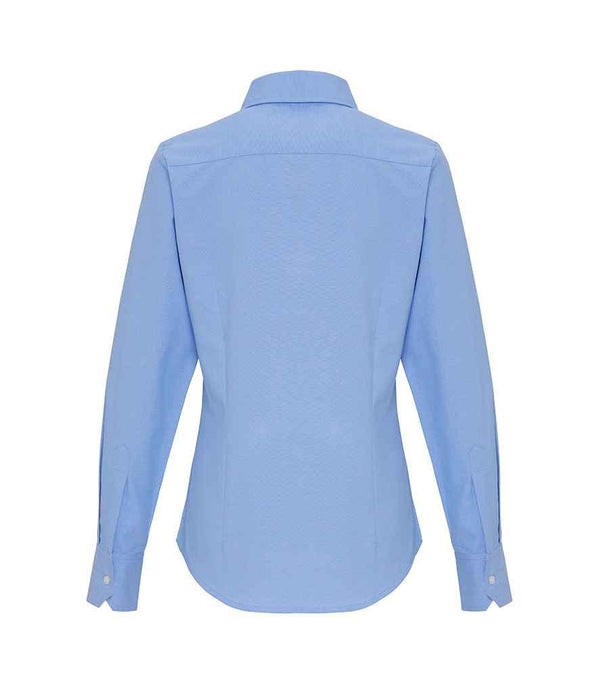 Premier Ladies Long Sleeve Striped Oxford Shirt | Oxford Blue Shirt Premier style-pr338 Schoolwear Centres