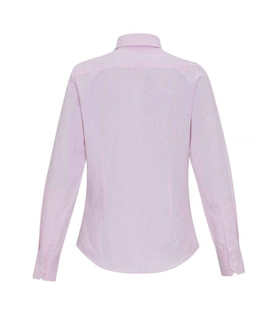 Premier Ladies Long Sleeve Striped Oxford Shirt | White/Pink Shirt Premier style-pr338 Schoolwear Centres