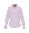 Premier Ladies Long Sleeve Striped Oxford Shirt | White/Pink Shirt Premier style-pr338 Schoolwear Centres