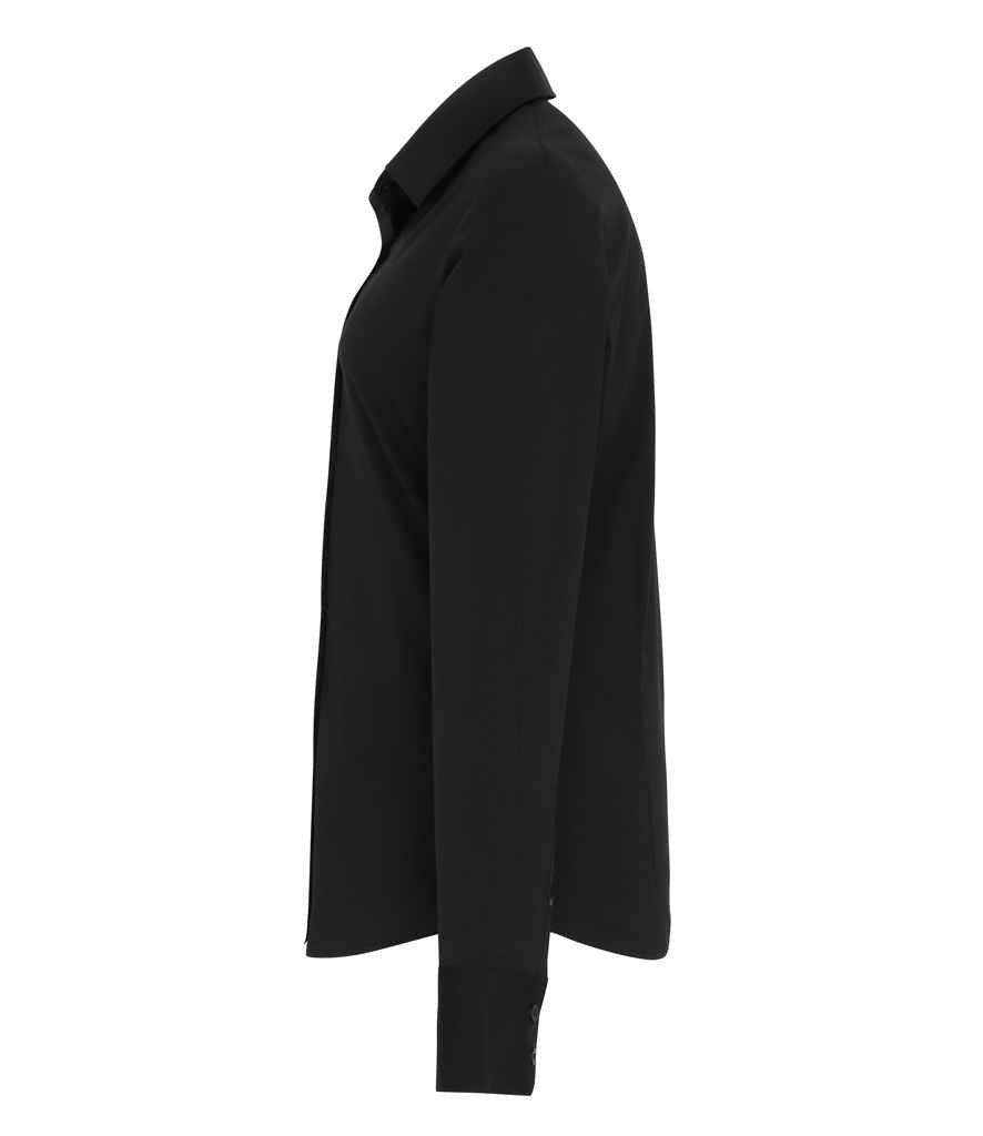 Premier Ladies Long Sleeve Stretch Fit Poplin Shirt | Black Shirt Premier style-pr344 Schoolwear Centres
