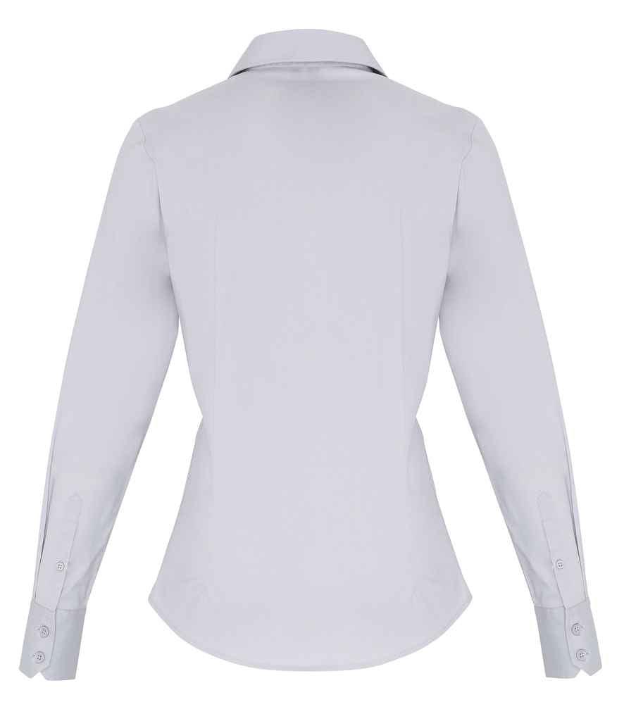 Premier Ladies Long Sleeve Stretch Fit Poplin Shirt | Silver Shirt Premier style-pr344 Schoolwear Centres