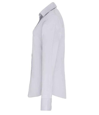 Premier Ladies Long Sleeve Stretch Fit Poplin Shirt | Silver Shirt Premier style-pr344 Schoolwear Centres