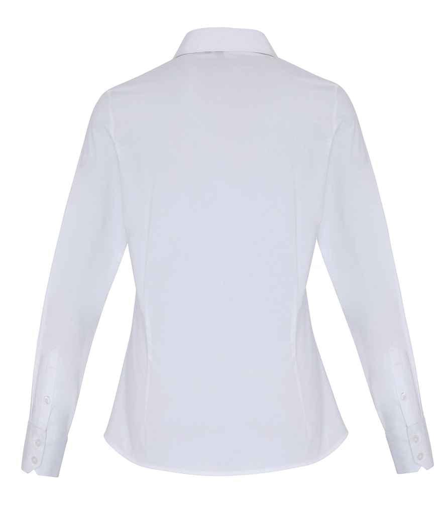 Premier Ladies Long Sleeve Stretch Fit Poplin Shirt | White Shirt Premier style-pr344 Schoolwear Centres