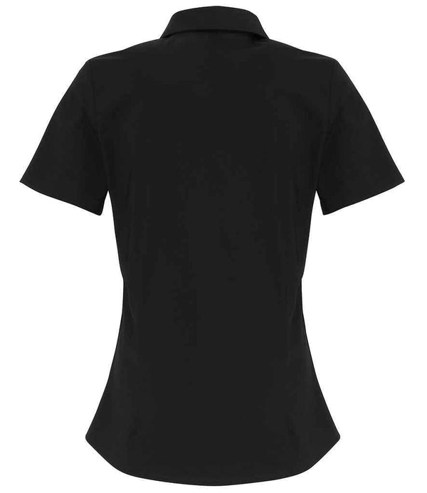 Premier Ladies Short Sleeve Stretch Fit Poplin Shirt | Black Shirt Premier style-pr346 Schoolwear Centres