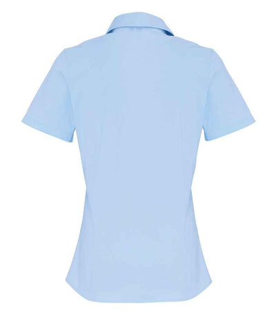 Premier Ladies Short Sleeve Stretch Fit Poplin Shirt | Pale Blue Shirt Premier style-pr346 Schoolwear Centres