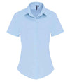 Premier Ladies Short Sleeve Stretch Fit Poplin Shirt | Pale Blue Shirt Premier style-pr346 Schoolwear Centres