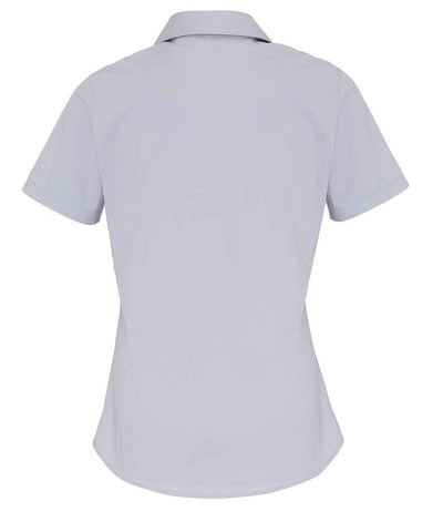 Premier Ladies Short Sleeve Stretch Fit Poplin Shirt | Silver Shirt Premier style-pr346 Schoolwear Centres