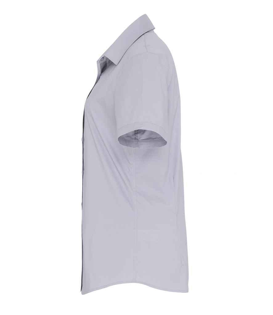 Premier Ladies Short Sleeve Stretch Fit Poplin Shirt | Silver Shirt Premier style-pr346 Schoolwear Centres