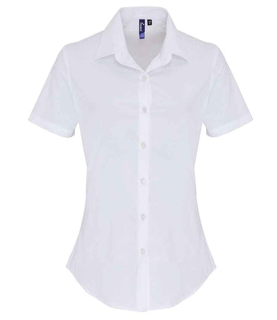 Premier Ladies Short Sleeve Stretch Fit Poplin Shirt | White Shirt Premier style-pr346 Schoolwear Centres
