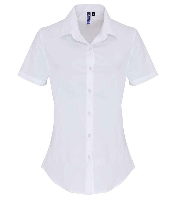 Premier Ladies Short Sleeve Stretch Fit Poplin Shirt | White Shirt Premier style-pr346 Schoolwear Centres