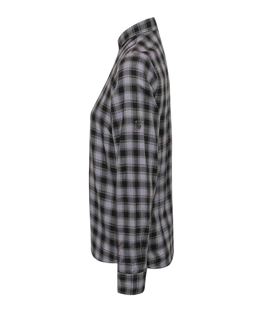Premier Ladies Mulligan Check Long Sleeve Shirt | Steel/Black Shirt Premier style-pr350 Schoolwear Centres